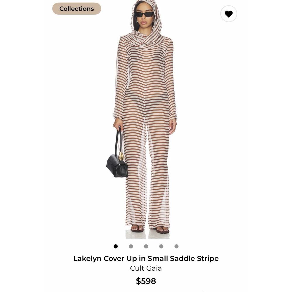 Cult Gaia Revolve Sheer Long Sleeve Hoodie Romper Maxi Cover Up Resort Pants SM